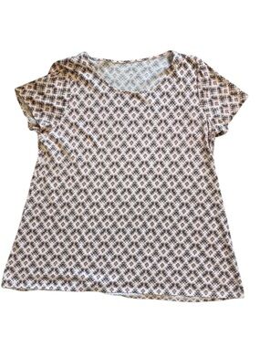 J.Jill PureJill Pink & Grey Geo Print Scoop Neck Tee – Women’s Size Large